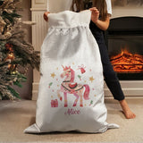 Personalised unicorn Christmas sack 68cm tall - British product