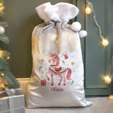 Personalised unicorn Christmas sack 68cm tall - British product