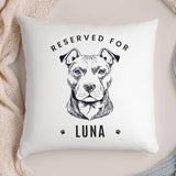 Personalised dog breed cushion with dog's name 38cm, imported from the UK
