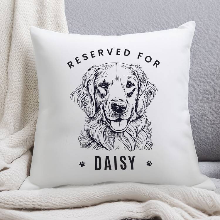 Personalised dog breed cushion with dog's name 38cm, imported from the UK