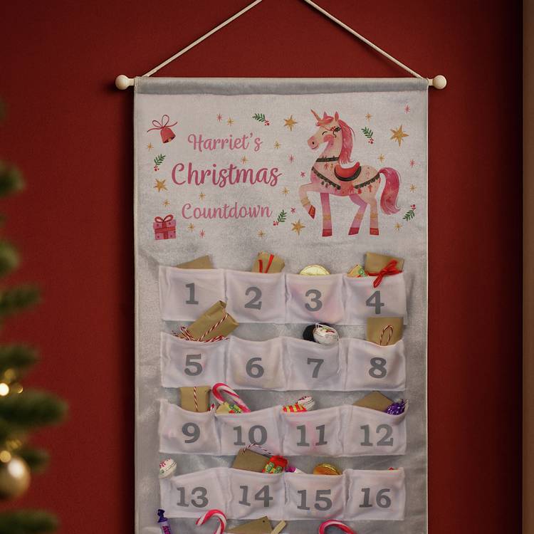 Personalised unicorn advent calendar - British product