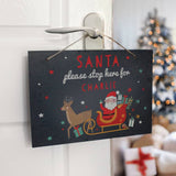 Personalised Santa Stop Here slate sign 20cm x 22cm (British brand)