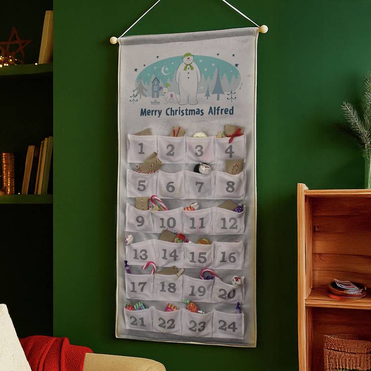 Personalised The Snowman Advent Calendar with 24 pockets, imported from the UK