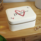 Personalised faux leather heart jewellery box, imported from the UK