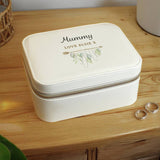 Personalised botanical travel jewellery box with faux leather finish - British product