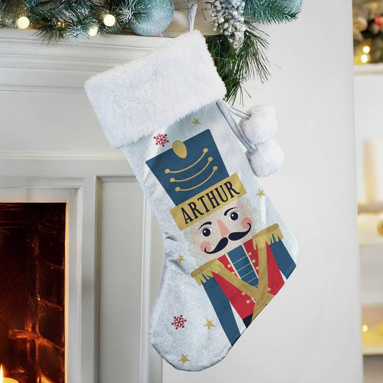 Personalised nutcracker velvet stocking with name 50cm - British product