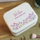 Personalised floral travel jewellery box faux leather, UK version