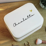 Personalised faux leather travel jewellery box with 5 compartments, imported from the UK