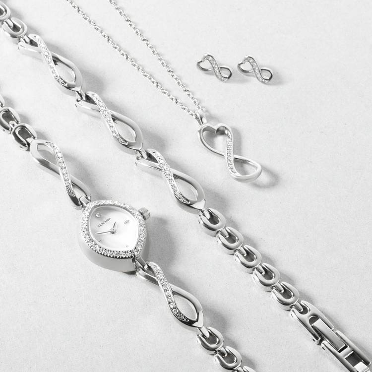 Sekonda ladies watch mother-of-pearl dial stone-set bracelet - British product