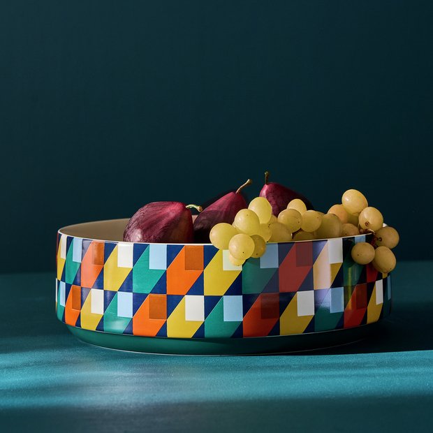 Habitat Geo Cube stoneware serving bowl 29.8cm diameter - British product
