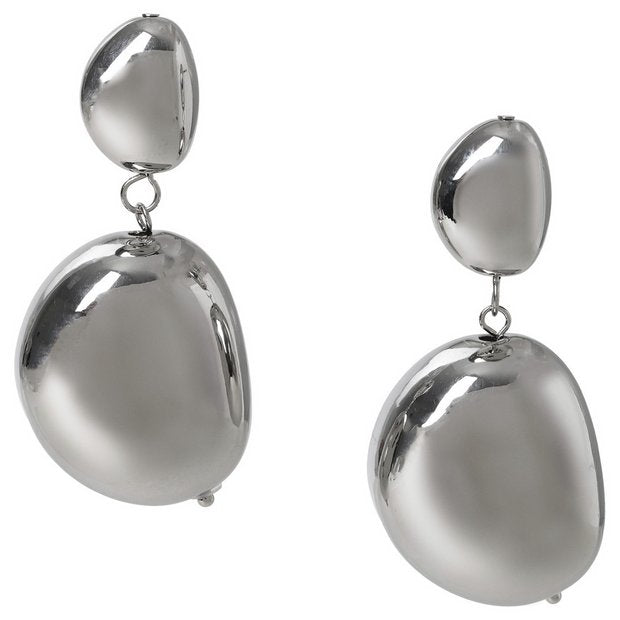 Liars & Lovers silver tone pebble drop earrings (British brand)