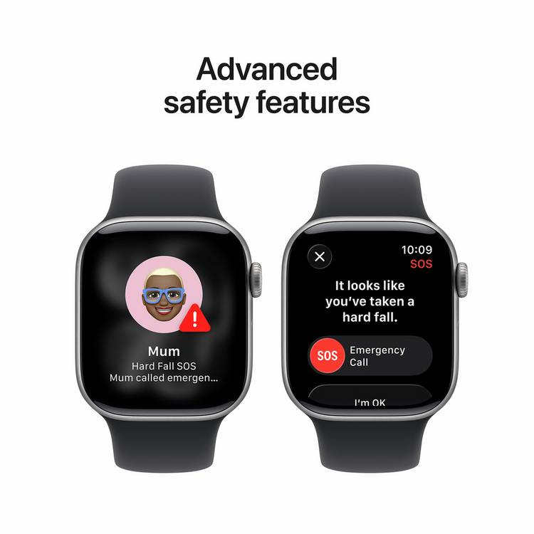 Apple Watch Series 11 GPS 42mm Black Sport Band (British brand)