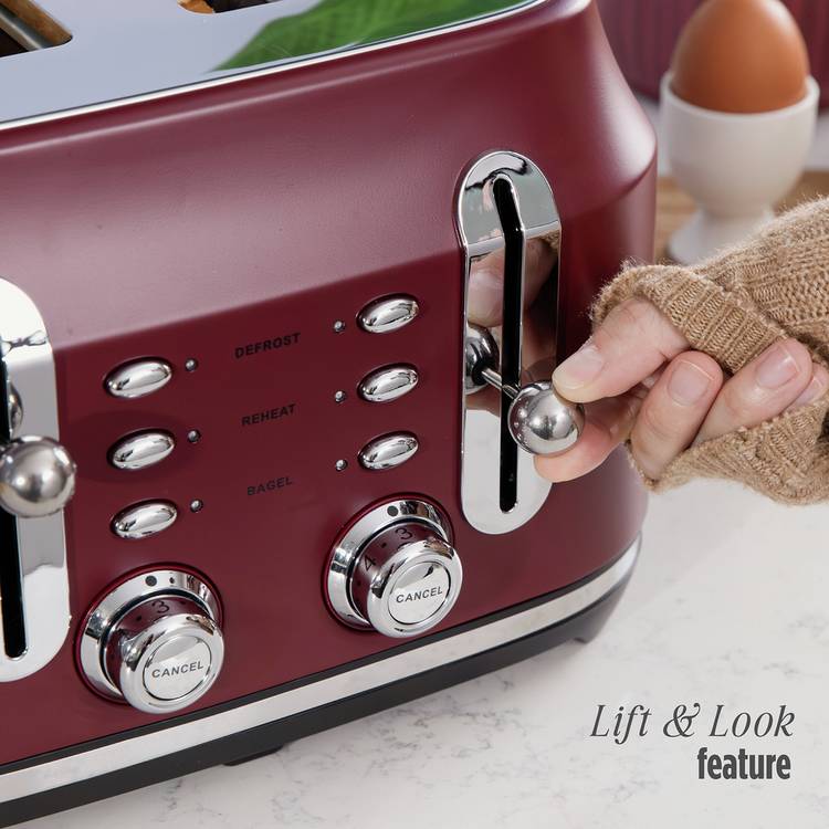 Rangemaster Classic 4 slice toaster burgundy kitchen appliance - British product