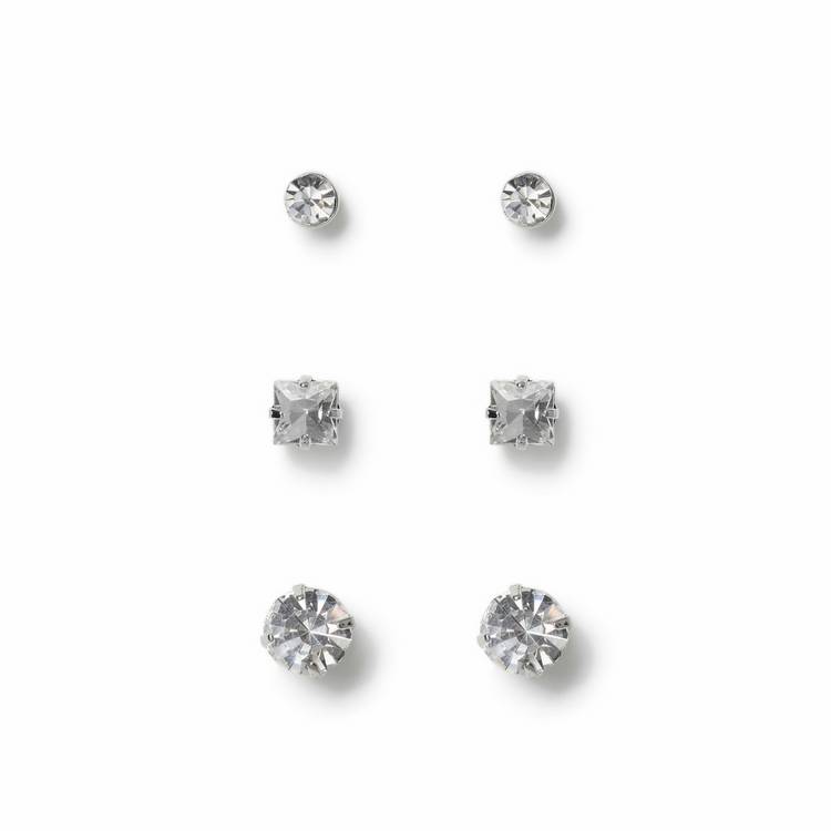 Uncommon Souls crystal stud earrings pack of 3 (British brand)
