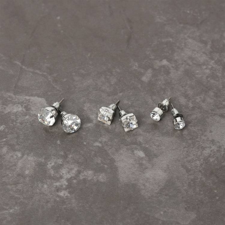 Uncommon Souls crystal stud earrings pack of 3 (British brand)