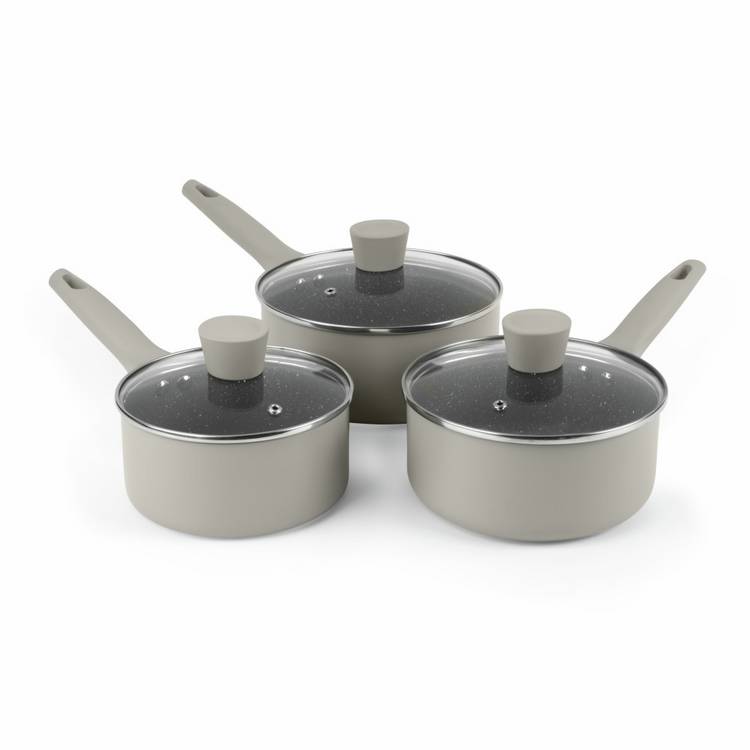 Russell Hobbs 3-piece PFAS-free aluminium saucepan set grey - British product
