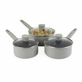 Russell Hobbs 3-piece PFAS-free aluminium saucepan set grey - British product