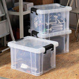 Strata Stackmaster 3 x 35L plastic storage boxes black (British brand)