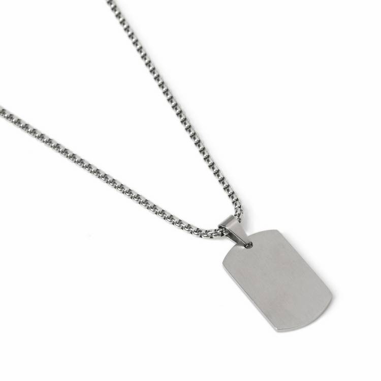 Uncommon Souls men's silver dog tag pendant necklace, imported from the UK