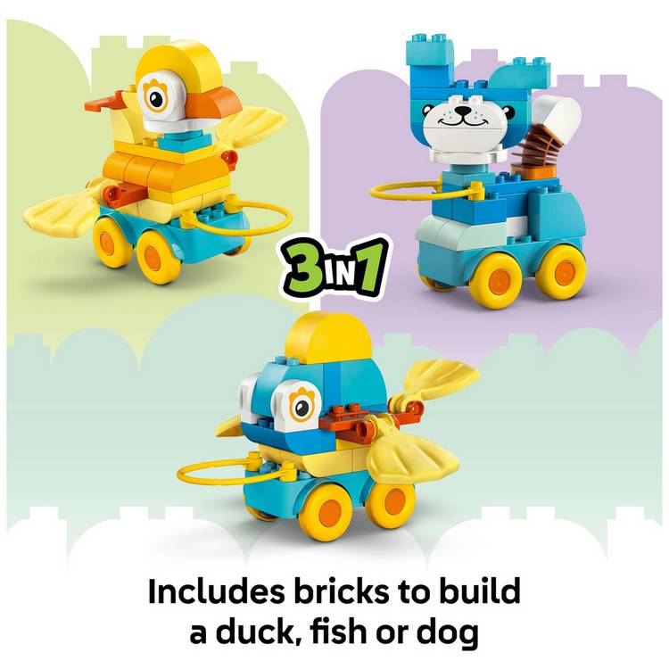 LEGO DUPLO 3in1 Animals on Wheels building toy set, UK version