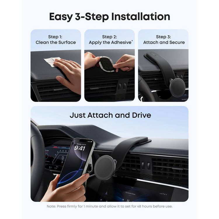 Anker black magnetic car phone holder for MagSafe - British product