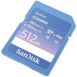 SanDisk Creator 280MBs SD UHS-II memory card 512GB, imported from the UK