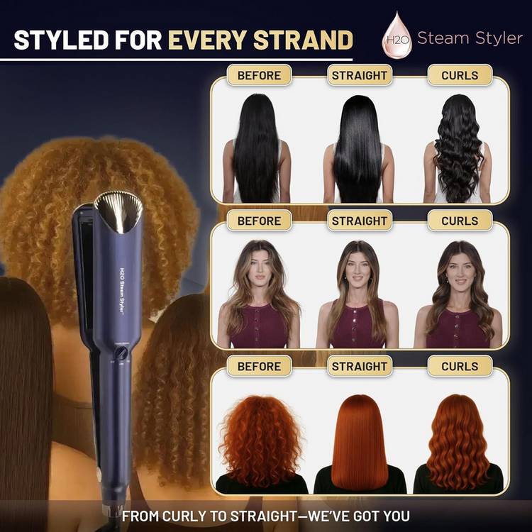 H2O Steam Styler Slim 2-in-1 hair straightener and curler, UK version