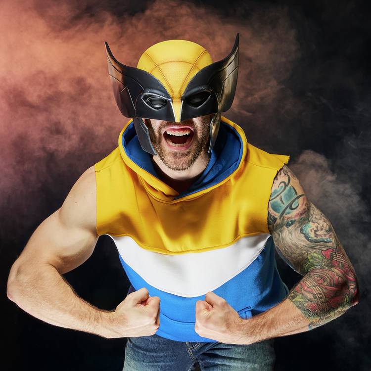 Marvel Legends Wolverine battle-damage roleplay mask, imported from the UK