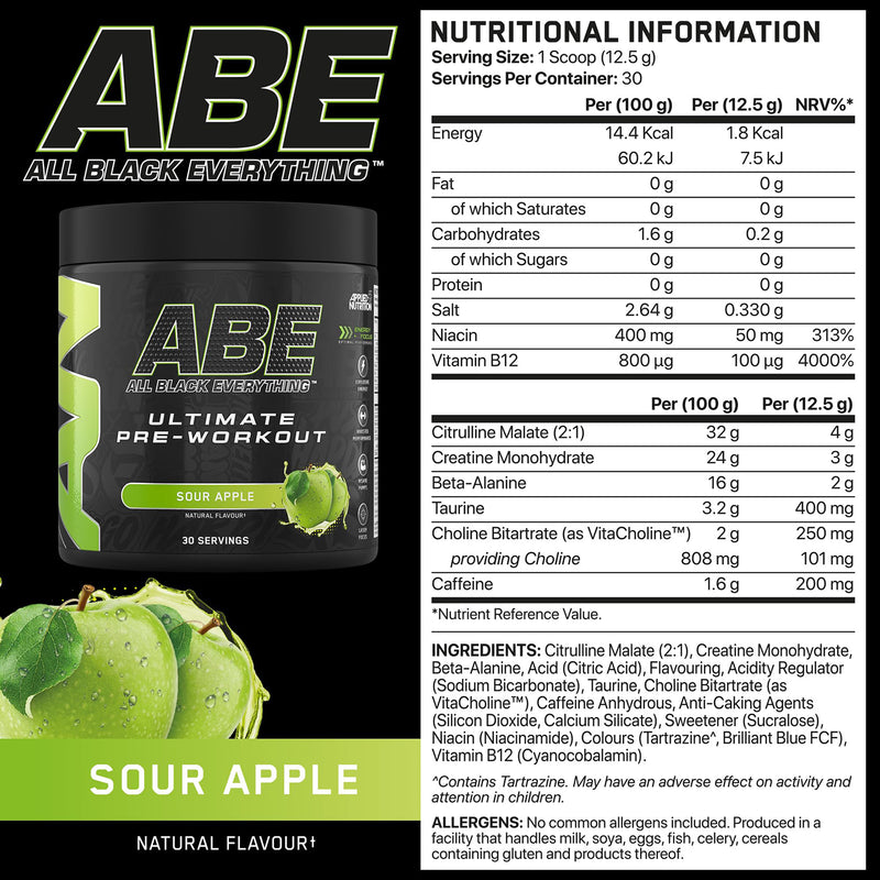 Applied Nutrition ABE pre-workout sour apple 375g - British product