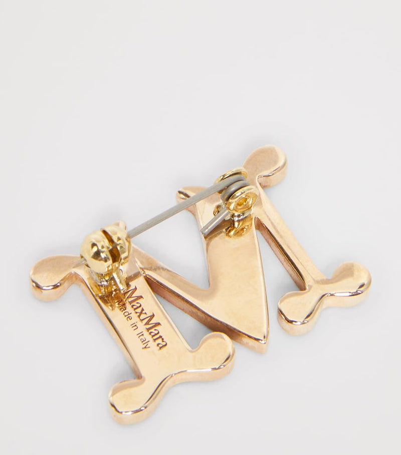 Max Mara embellished monogram brooch with crystals - British product