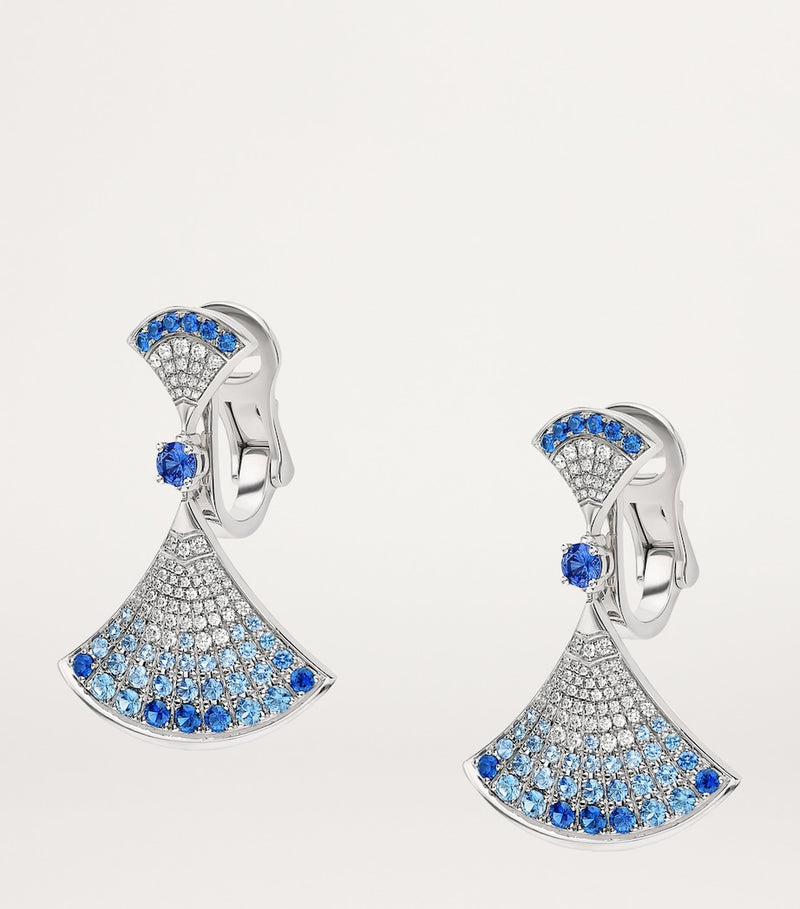 Bvlgari Divas Dream earrings in white gold with diamonds and sapphires - British product