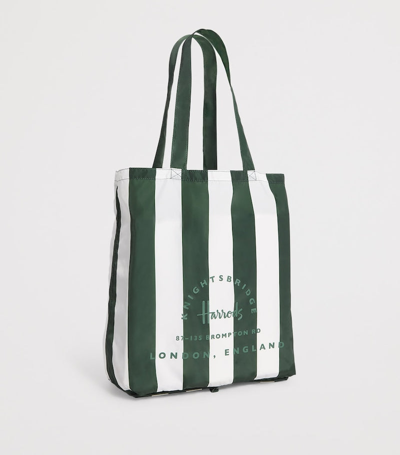 Harrods pocket shopper bag with logo and stripe (British brand)