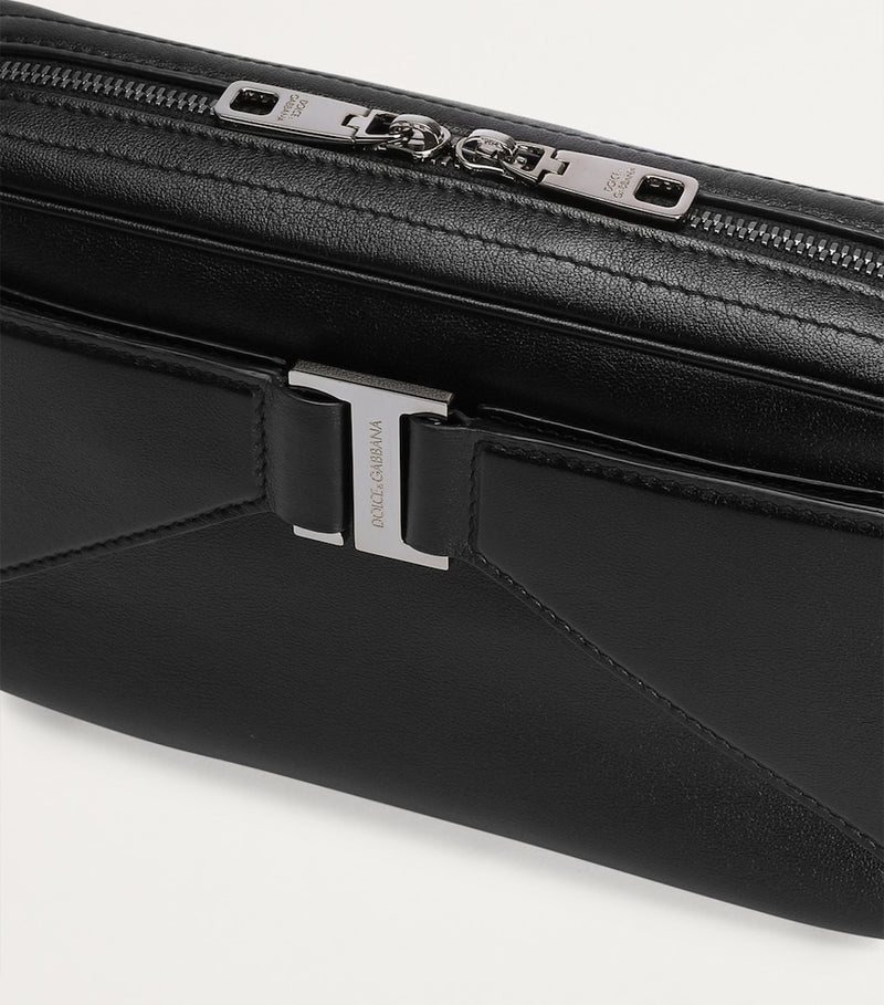 Dolce&Gabbana calfskin Roma belt bag with logo plaque and adjustable strap - British product