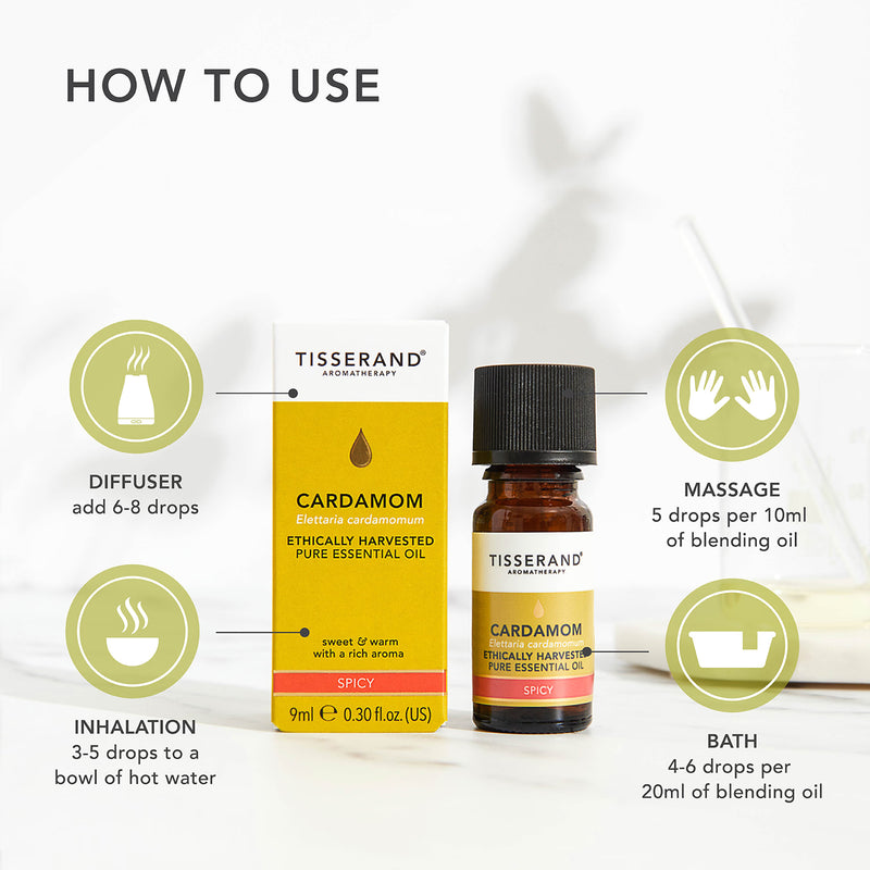 Tisserand Cardamom Pure Essential Oil 9ml - British product