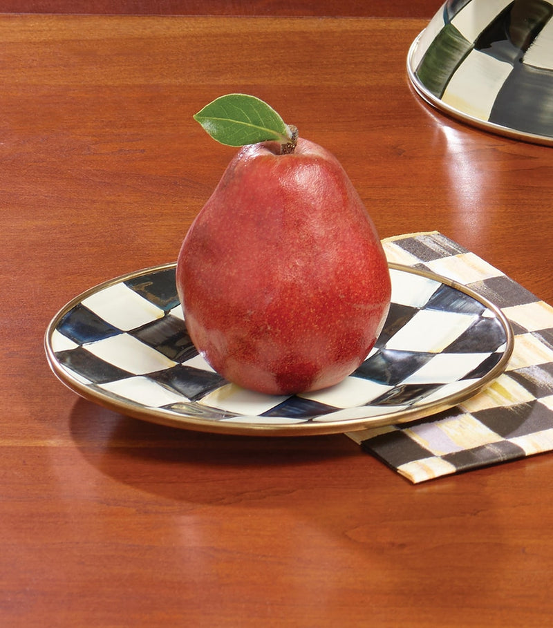 MacKenzie-Childs Courtly Check pattern saucer, imported from the UK