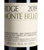 Ridge Monte Bello Cabernet Sauvignon 2019 red wine 75cl, imported from the UK