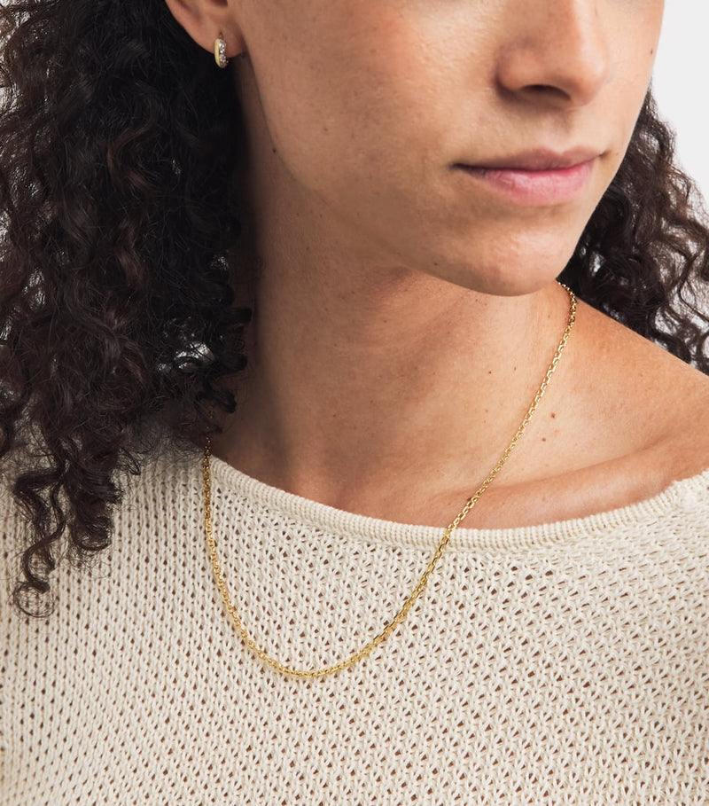 Jade Trau yellow gold rectangle chain necklace, UK version