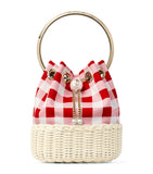 Jimmy Choo Bon Bon canvas raffia top-handle bag, UK version