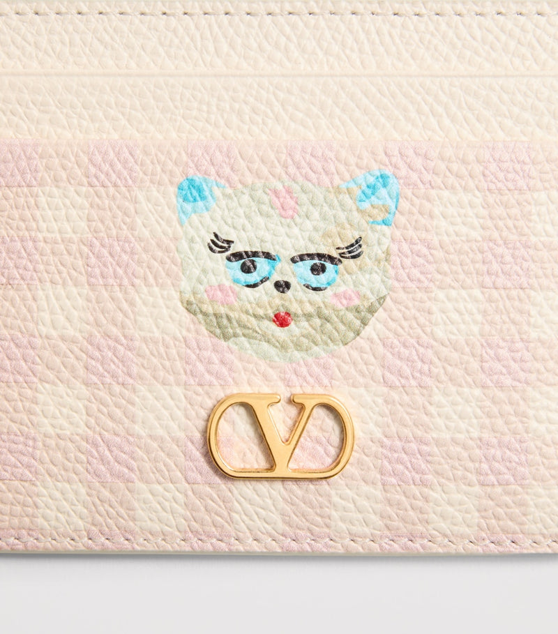 Valentino Garavani VLogo Signature grained leather card holder, imported from the UK
