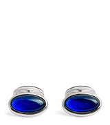 Harrods Babette Wasserman Rhodium-Plated Oval Pumice Cufflinks- Buy online at McGrocer
