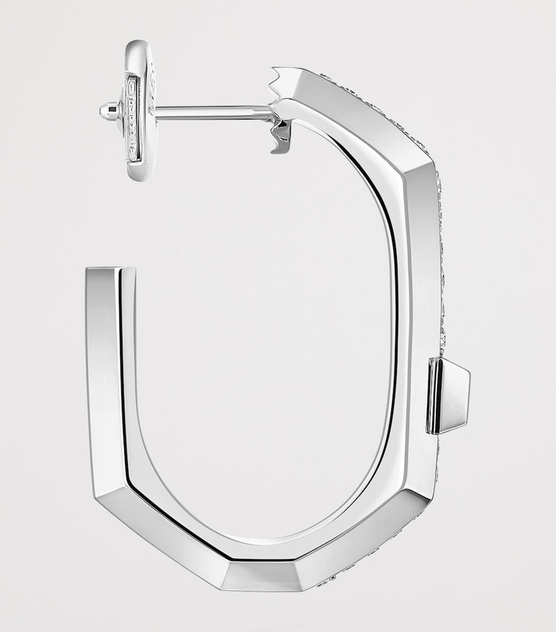 Messika Modernist white gold diamond hoop earring, imported from the UK