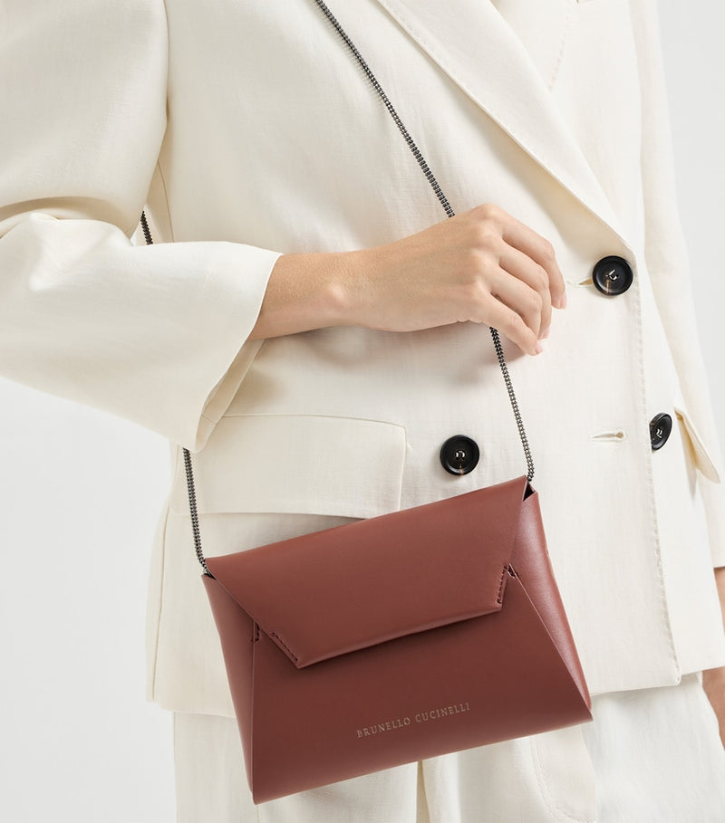 Brunello Cucinelli leather BC Pochette clutch bag, imported from the UK