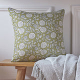Argos Argos Home Woodblock Floral Cushion Olive 43x43cm- Buy online at McGrocer