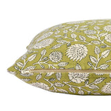 Argos Home woodblock floral cushion olive 43x43cm, imported from the UK