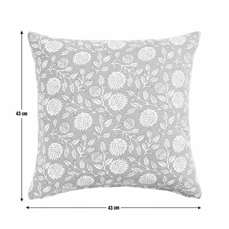 Argos Home woodblock floral cushion olive 43x43cm, imported from the UK