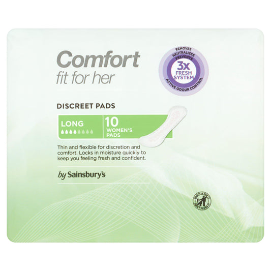 Sainsbury's Comfort Fit for Her Long Women's Pads x10 bladder weakness Sainsburys   