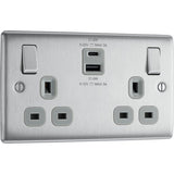 BG 13A double socket with USB-A USB-C - British product