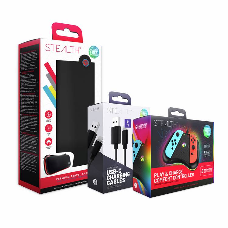 STEALTH Switch accessories bundle with controller and case (British brand)