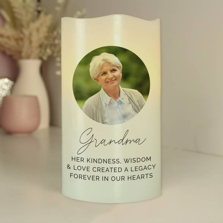 Personalised photo upload LED candle in wax coating - British product