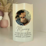 Personalised photo upload LED candle in wax coating - British product